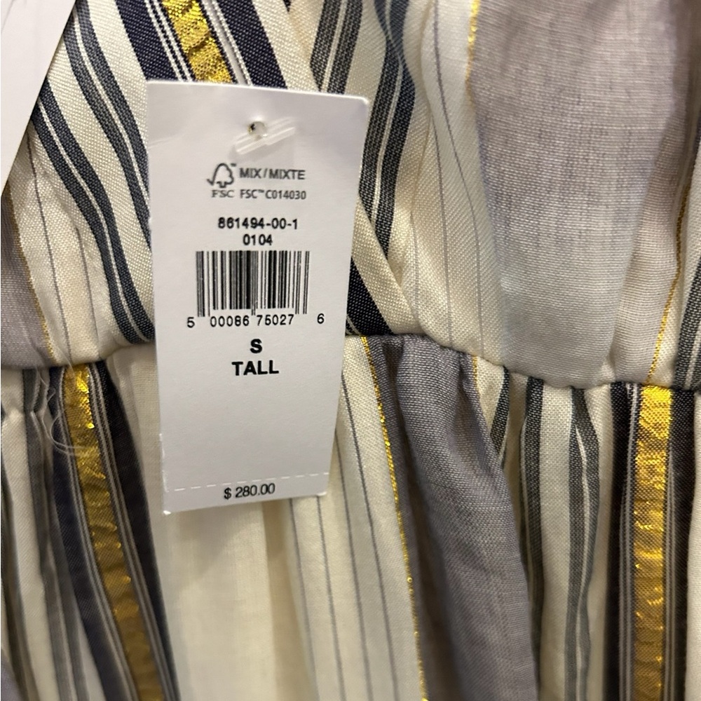 NWT Banana Republic Zephyr Cotton Metalli Stripe Cami Maxi Dress, Size S Tall - Picture 5 of 7